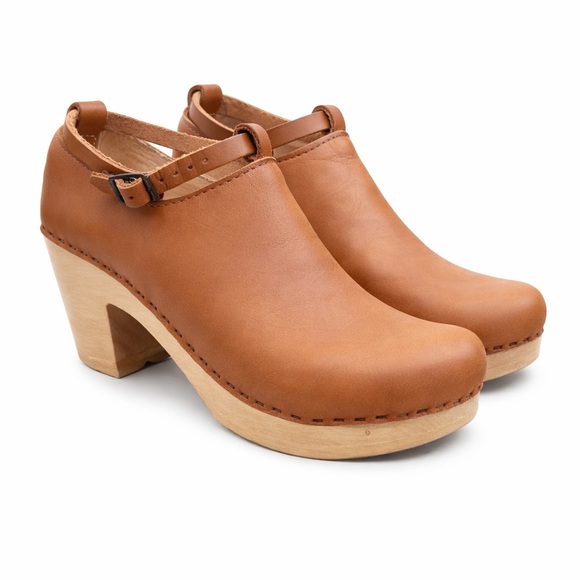 No. 6 Shoes - No.6 Palomino Leather Strap Clogs Alder Wood Heel EU 40 US 9